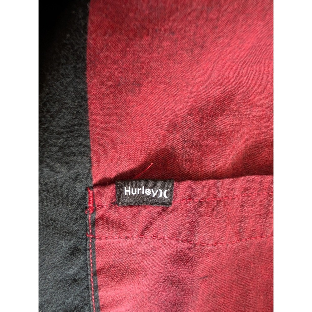 Hurley Mens Red Black Buffalo Plaid Long Sleeve Button Down Shirt Size L - Picture 4 of 5